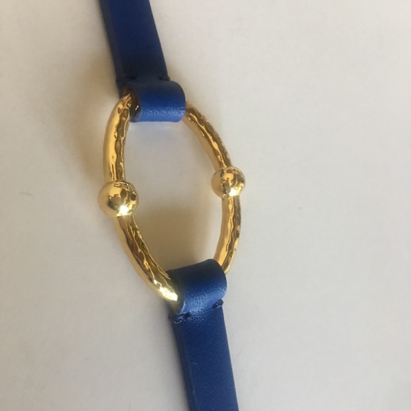 Ralph Lauren Gold Blue Leather Bracelet NEW - Picture 5 of 8